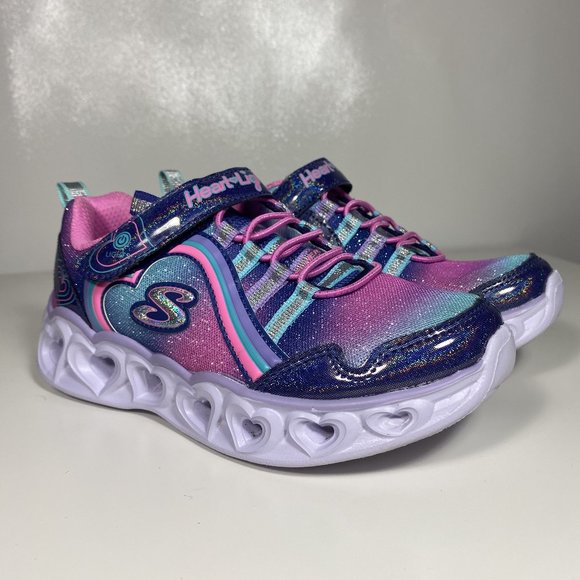 Skechers Youth Shoes Heart Lights Rainbow Lux Light Up Sneaker Purple Sz 13 - Picture 1 of 15